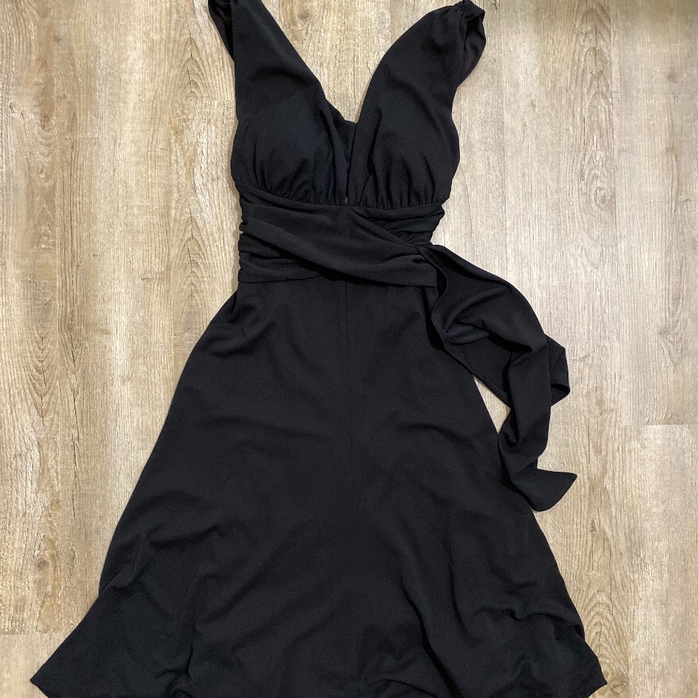 WHBM Fit-and-Flare Black Cocktail Dress, Size 4